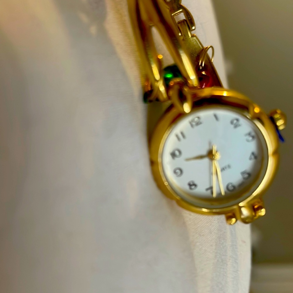 Gold, festive watch, fun jewelry